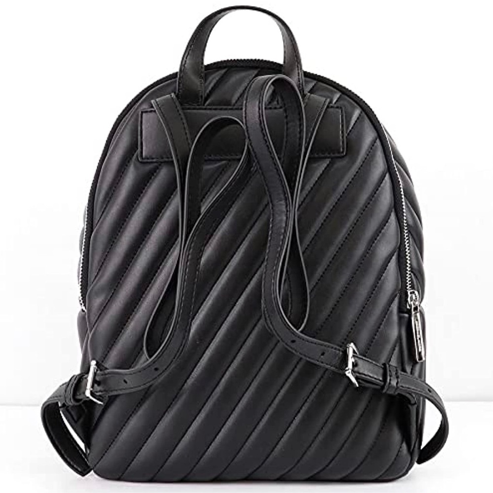 Michael Kors Erin Medium Quilted Backpack - Black/Silver - Picture 2 of 9